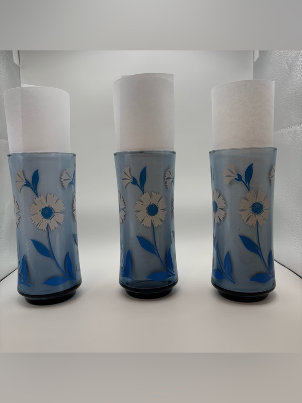Libbey Blue Daisy Flower Glasses Vintage Set of 3
Blue Floral (Set of 3)